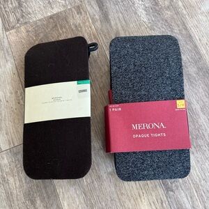 NWT! Merona Heather Gray and Brown Opaque Tights - Size: S/M